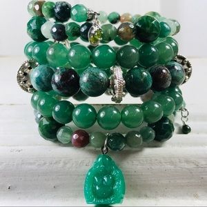 Jade Jasper & Aventurine Gemstone Wrap Bracelet
